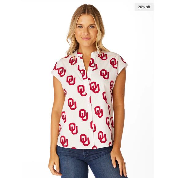 Stewart Simmons OU Women’s Team Button‑Up Top XS • University of Oklahoma Print - Picture 15 of 16